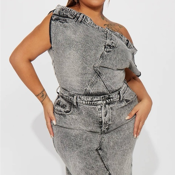 Denim Maxi Dress -Black Wash size 2x - Picture 4 of 7